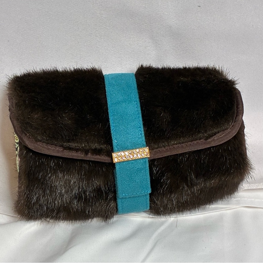EUC Stephanie Johnson Faux Fur Rolled Accessory Bag